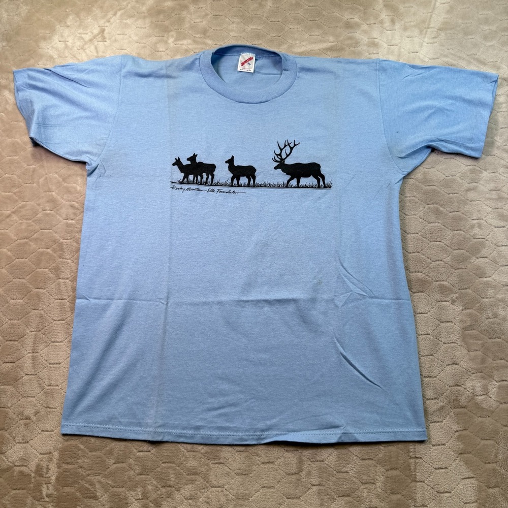 VTG 90s Rocky Mountain Elk Foundation Jerzees Shirt Sz XL USA Made Single Stitch